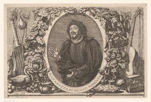 Portret van Tiberio Fiorilli in de rol van Scaramuccia (Scaramouche) door Jean Lepautre (attributed to)