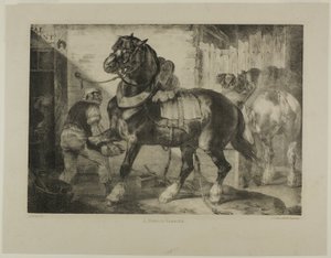 Een Franse hoefsmid, plaat 12 van Diverse onderwerpen Getekend uit het leven op steen door Jean Louis André Théodore Géricault