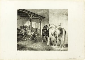 Hoefsmederij door Jean Louis André Théodore Géricault