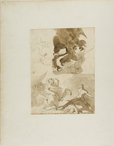 Schetsen voor een cavalerieslag door Jean Louis André Théodore Géricault