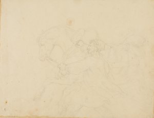 Staljongen rent naast een trekpaard door Jean Louis André Théodore Géricault