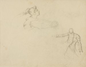 Studies van een vrouw en een soldaat door Jean Louis André Théodore Géricault