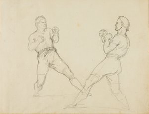 Twee boksers sparren door Jean Louis André Théodore Géricault