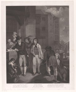 Groep figuren voor een pakhuis in een haven (Industrie et Economie) door Jean Louis Darcis