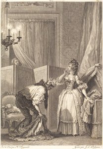 De geslagen en tevreden bedrogen echtgenoot door Jean Louis Delignon and Antoine Jean Duclos after Jean Honoré Fragonard