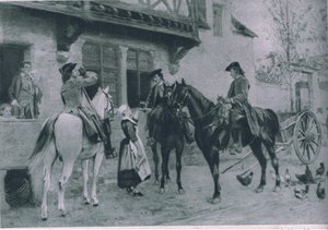 Stoppen bij een herberg, illustratie uit Cassells Romance of Famous Lives, ca. 1940 door Jean Louis Ernest Meissonier