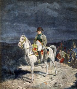 De keizer Napoleon I van Frankrijk te paard 1814 - gravure naar Meissonier
