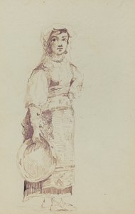 Vrouw met een Tamboerijn (verso) door Jean Louis Ernest Meissonier