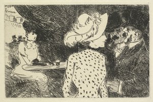 Caféscène beschrijvend, 1880-1886 door Jean Louis Forain
