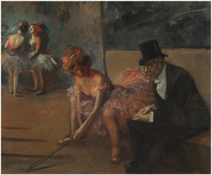 Danseres met een Bewonderaar achter het Podium door Jean Louis Forain