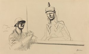 Franse soldaat spreekt Germania toe door Jean Louis Forain
