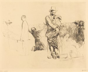 Lourdes, transport van de verlamde door Jean Louis Forain