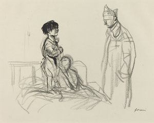 Moeder en Kind Bezocht door Soldaat in Ziekenhuis, ca. 1914-1919