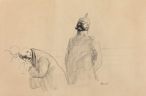 Pruisische soldaat en burgers, ca. 1919 door Jean Louis Forain