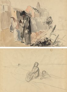 Herwonnen Gebied (recto) Twee Figuren op een Weg (verso)