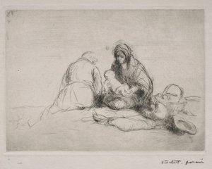 Rust tijdens de vlucht naar Egypte door Jean Louis Forain