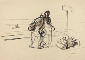 Twee Franse Soldaten bij een Mededelingenbord door Jean Louis Forain