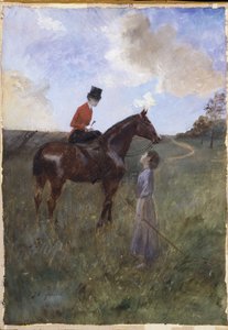 Vrouw te paard en herderin door Jean Louis Forain