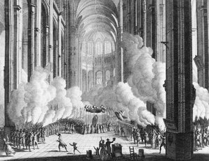 Franse Revolutie: Begrafenis van Honore Gabriel Riqueti, Graaf van Mirabeau op 4 april door Jean Louis II (after) Prieur