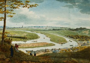 Een uitzicht op Parijs en de Seine vanuit Saint-Cloud