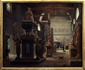 De introductiehal van het Musée des Monuments Français in het klooster van de Petites Augustins, rue Bonaparte in Parijs