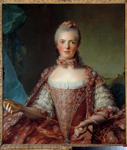 Portret van Madame Adélaïde van Frankrijk die knopen maakt