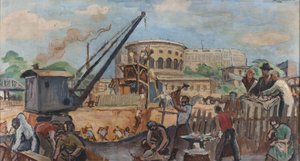 Le Travail: Schets voor de préau van de jongensschool aan de avenue Simon-Bolivar