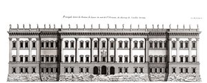 Het Louvre in Parijs, project van Gian Lorenzo Bernini: elevatie van de hoofdgevel aan Saint-Germain l