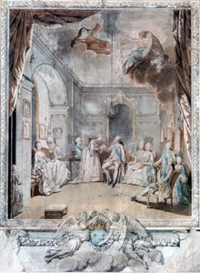Mme Louise neemt afscheid van haar zoon, 1772 door Jean Michel the Younger Moreau
