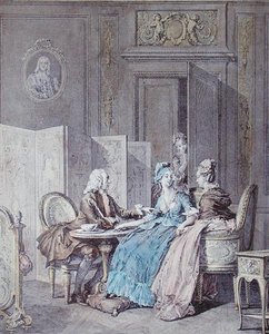 De zwangerschapsverklaring, 2e helft 18e eeuw, gegraveerd door Pietro Antonio Martini (1739-97)