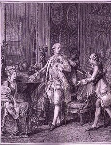 De grote toilet, gegraveerd door A.L. Romanet door Jean Michel the Younger (after) Moreau