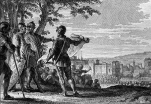 Koning Lodewijk III (863-882) en Carloman II (867-884) belegeren de stad Wenen, 883. Gravure door Jean Michel Moreau, genaamd Moreau le Jeune (1741-1814)