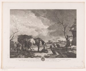 Houthakkers in een winterlandschap