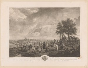 Landschap met paardenhandelaren op een markt
