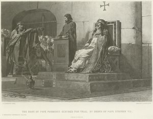 Het lichaam van paus Formosus opgegraven voor proces op bevel van paus Stefanus VII door Jean Paul Laurens