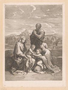 Heilige Familie met Elisabet en Johannes de Doper door Jean Pesne