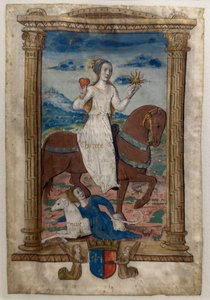 Liefdadigheid en afgunst. Les rondeaux des vertus, na 1515 (Geschilderd en verlucht perkament) door Jean Pichore