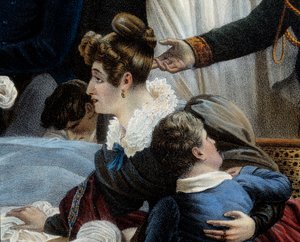 De dood van Napoleon, 5/05/1821 op Sint-Helena (detail) door Jean Pierre Marie Jazet