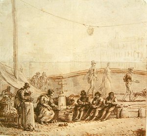 De Koffieverkoper op de Pont-Neuf, 1819 door Jean Pierre Norblin de La Gourdaine