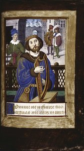 Koning David speelt zijn harp uit Lettres bâtardes, ca. 1490-1510