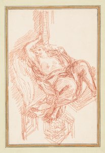 Plafond detail met gevleugelde mannelijke figuur door Jean Robert Ango