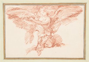 Knielende gevleugelde figuur met een kroon door Jean Robert Ango