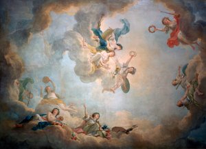 Plafond van de speelkamer van Marie Antoinette, Kasteel van Fontainebleau door Jean Simon Berthelemy
