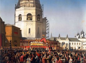Processie na de kroning van Tsaar Alexander II van Rusland, Moskou, 1856 door Jean Sorieul