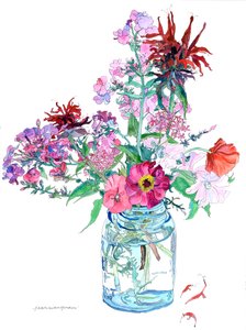 Bijenbalsem en klaprozen in een glazen pot, 2009 (aquarel en inkt op papier)