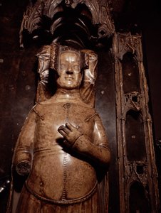 Beeld van Philippa van Henegouwen (albast) door Jean de Liege