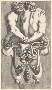 Ontwerp voor een Term met Twee Omhelzende Saters, uit: Curieuses recherches de plusieurs beaus... door Jean le Pautre