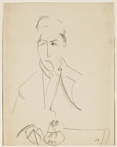 Portret van Modigliani met pijp