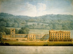 De westelijke voorgevel van Chatsworth House