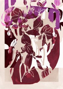 Abstracte magenta bloemen door Jenja Braun